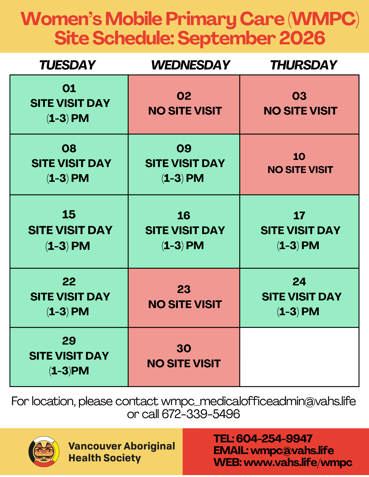 WMPC September Calendar